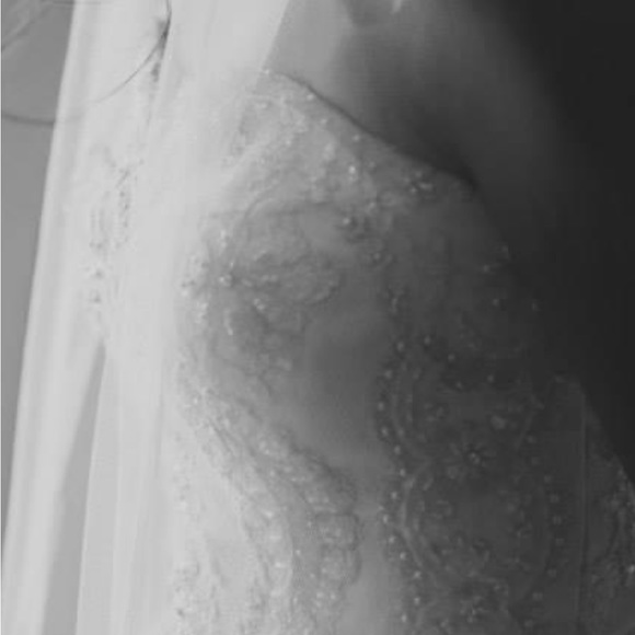 Wedding dress with long train and beautiful detail - Picture 3 of 4